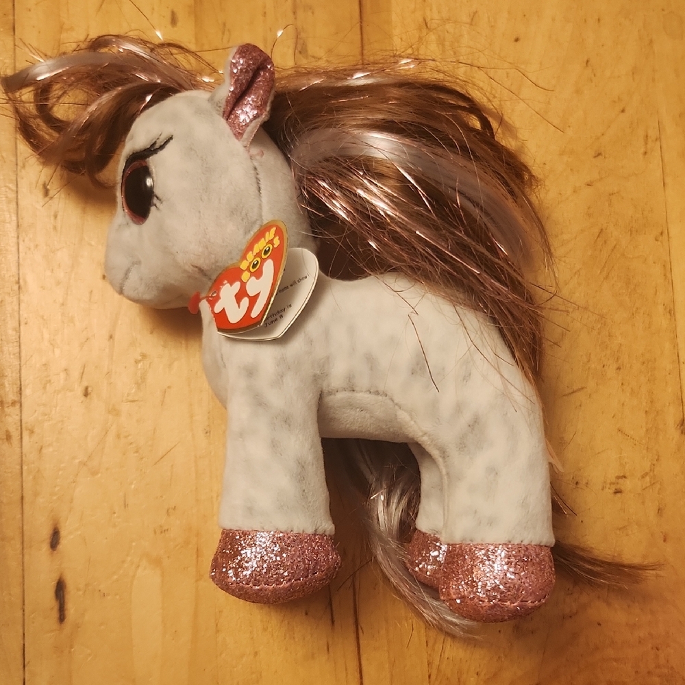 Ty White and Pink Stuffed Animal Plush